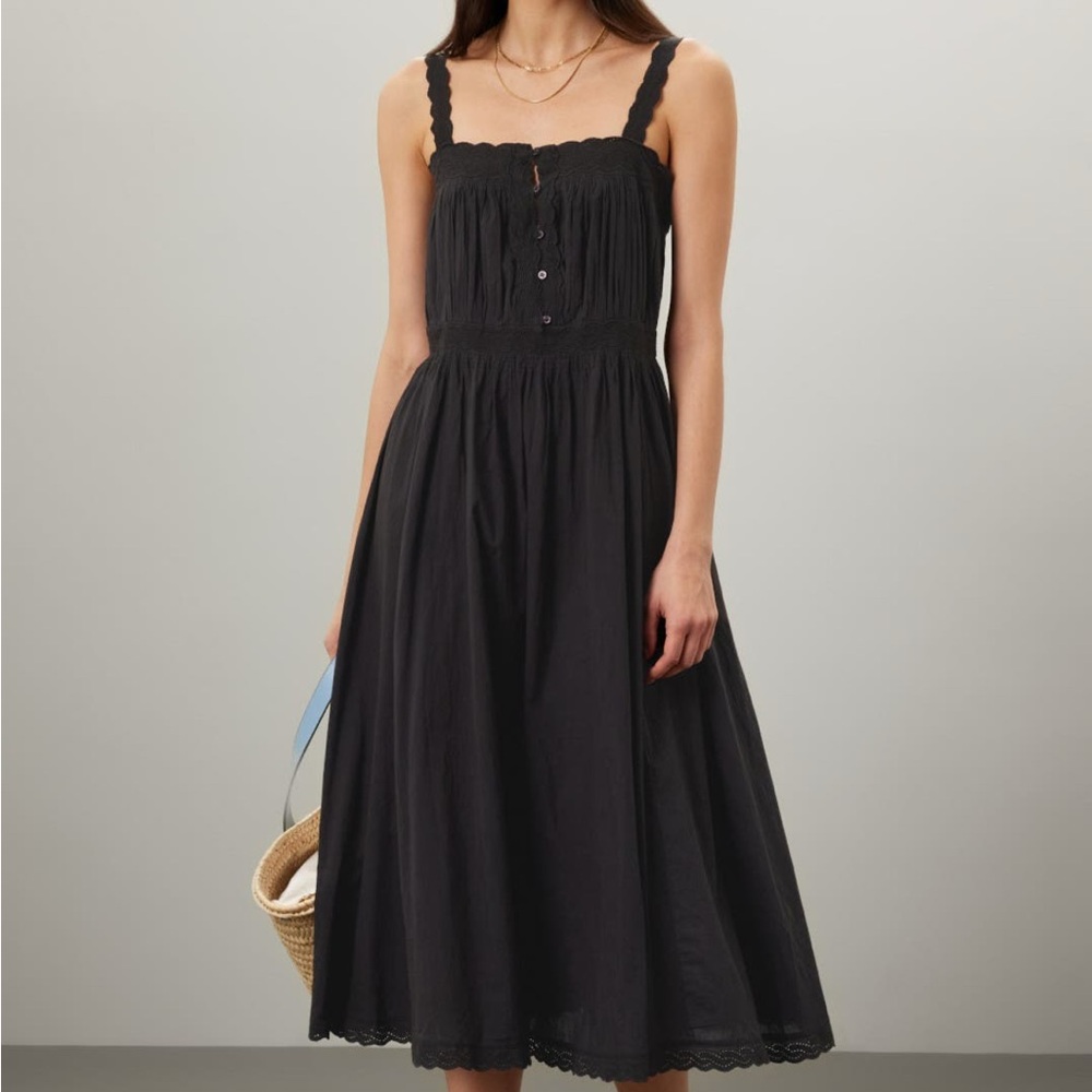 THE GREAT. Black Midi Dress Timeless Elegance